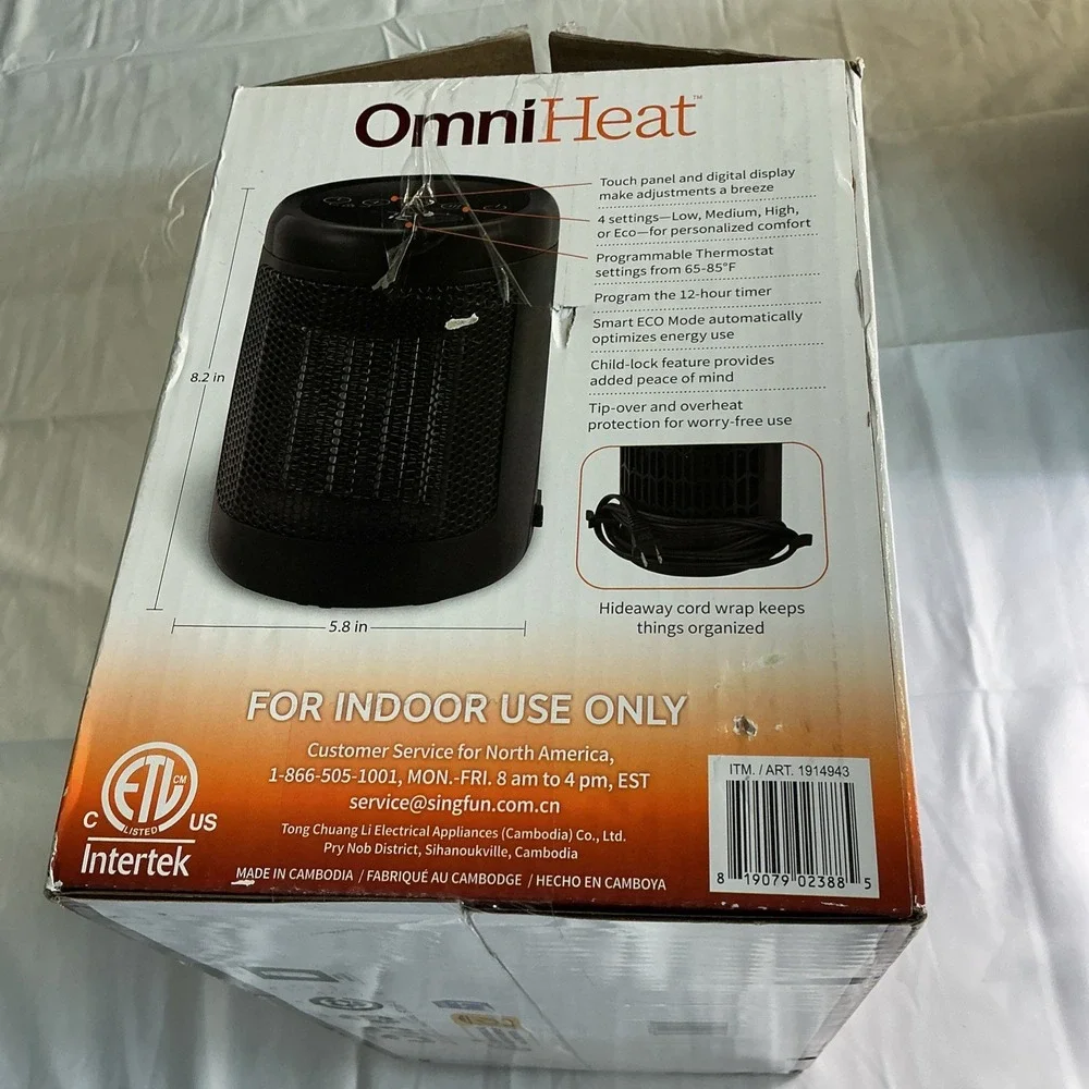 2 PACK - OmniHeat 1500 W Digital Ceramic Personal Desktop Space Heater
